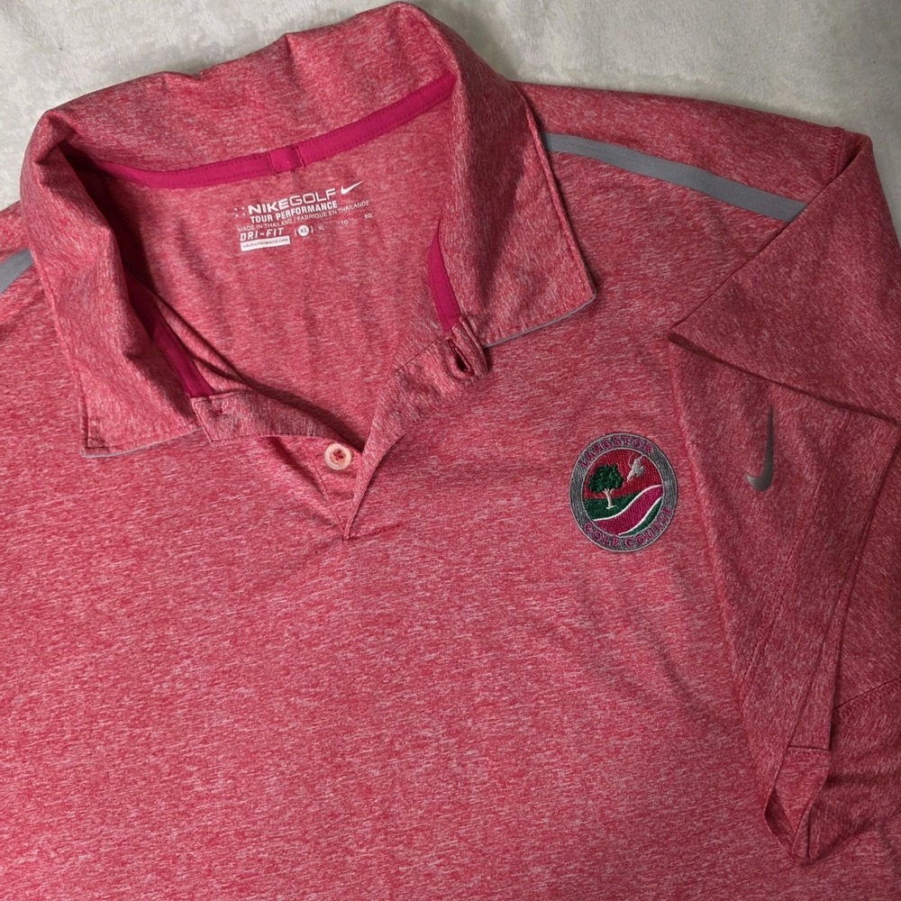 Nike Golf Tour Performance Polo Shirt XL Light Red Pink‎ Heather Stretch Casual